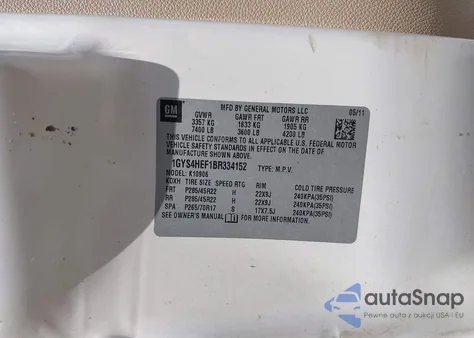 2011 Cadillac Escalade Esv Luxury z USA, uszkodzony, nr VIN 1GYS4HEF1BR334152